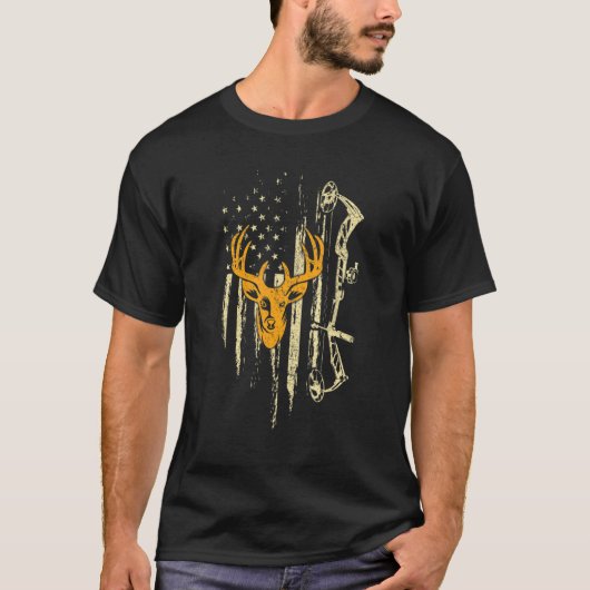 カモフラージアメリカ国旗のボウアーチェリーディー Tシャツ (正面)