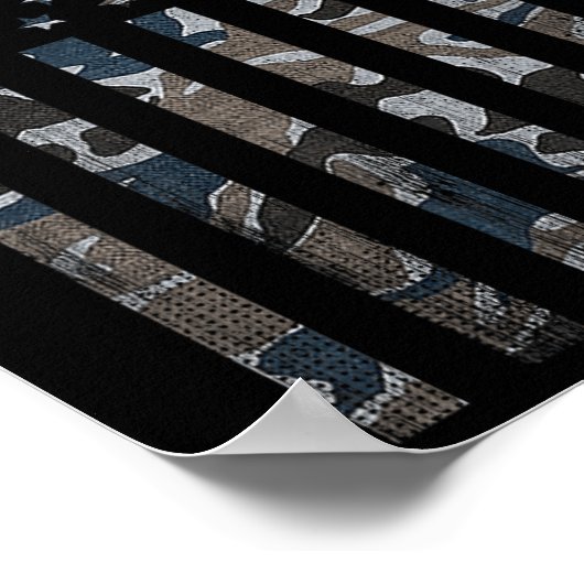 カモフラージアメリカ国旗の迷彩柄軍隊7月4日 ポスター (角)