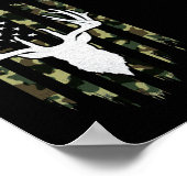 カモフラージアメリカ国旗の鹿狩り ポスター (角)