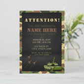 カモフラージアーミーグリーンブラウン誕生日 招待状 (スタンド正面)