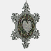 カモフラージウッドランドフォレストハートオン迷彩柄 スノーフレークピューターオーナメント (左)