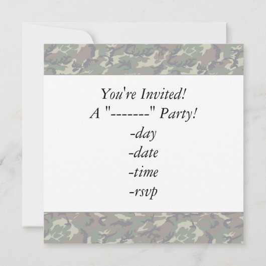 カモフラージウッドランドフォレストハートオン迷彩柄 招待状 (裏面)