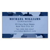 カモフラージウッドランド迷彩柄ブルーネイビーモノグラム マグネット名刺 (正面)