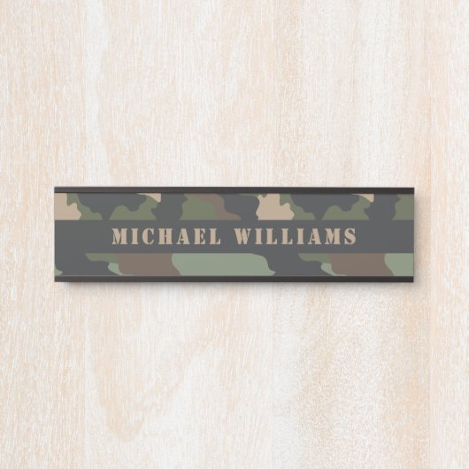 カモフラージウッドランド迷彩柄軍隊カーキタンブラック サインプレート (正面)