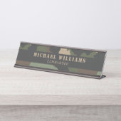 カモフラージウッドランド迷彩柄軍隊カーキタンブラック デスクネームプレート (正面)