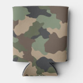 カモフラージウッドランド迷彩柄軍隊カーキタンブラック 缶クーラー (正面)