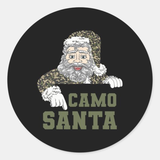 カモフラージクリスマス狩りサンタ迷彩柄軍隊ミー ラウンドシール (正面)