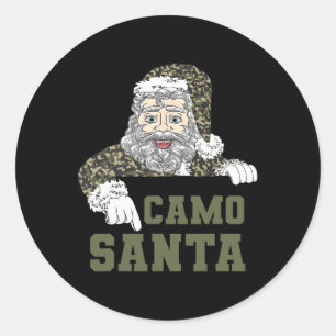 カモフラージクリスマス狩りサンタ迷彩柄軍隊ミー ラウンドシール