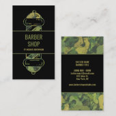 カモフラージグリーンヘアサロン理容師ポール 名刺 (正面/裏面)