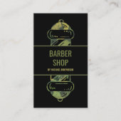 カモフラージグリーンヘアサロン理容師ポール 名刺 (正面)