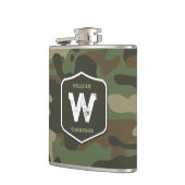 カモフラージグリーン迷彩柄軍パターンモノグラム フラスク (左)