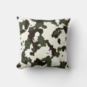 カモフラージグレイ茶色の白い装飾の枕 クッション (正面)
