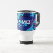 カモフラージダークブルー&パープルおもしろい引用文 トラベルマグ (正面右)