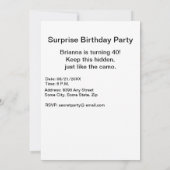 カモフラージダークブルー&パープル誕生日パーティー 招待状 (裏面)