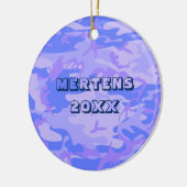 カモフラージパステルブルー抽象芸術パターン セラミックオーナメント (左)