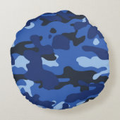 カモフラージブルー迷彩柄軍パターン ラウンドクッション (裏面)