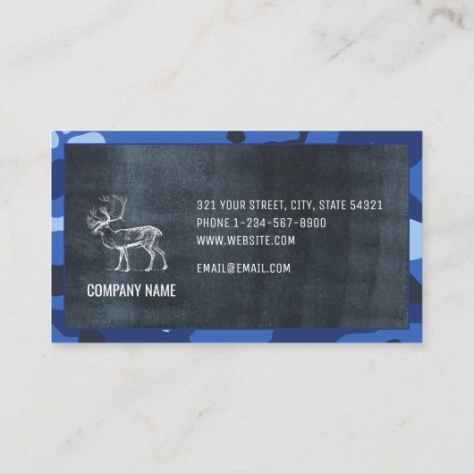 カモフラージブルー迷彩柄陸軍屋外用品 名刺 (裏面)