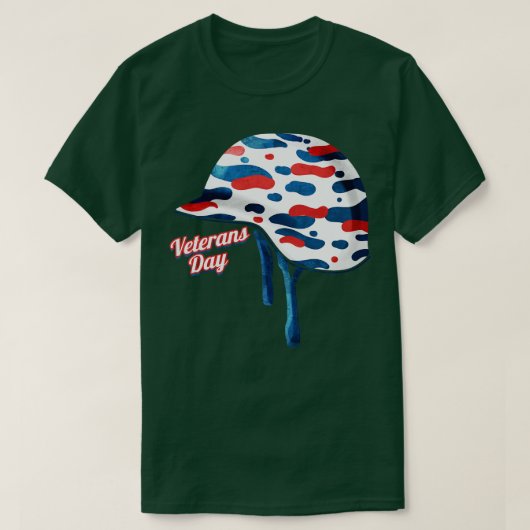 カモフラージヘルメット退役軍人デイ Tシャツ (デザイン正面)