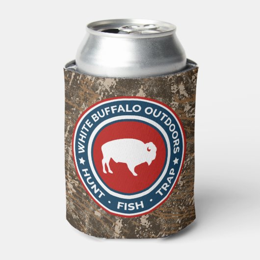 カモフラージホワイトバッファローアウトドアクーラーボックス 缶クーラー (缶正面)