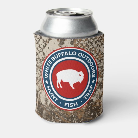 カモフラージホワイトバッファローアウトドアクーラーボックス 缶クーラー (缶裏面)
