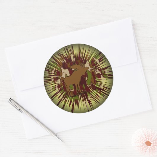 カモフラージムースブレイクアウト迷彩柄 ラウンドシール (封筒)