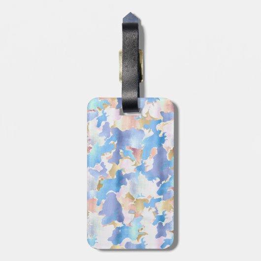 カモフラージメタリックピンクブルー金ゴールド抽象芸術 ラゲッジタグ (裏面縦)