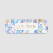 カモフラージメタリックピンクブルー金ゴールド抽象芸術 名札 (正面)