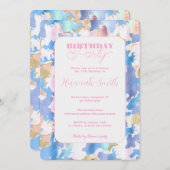 カモフラージメタリックピンクブルー金ゴールド抽象芸術 招待状 (正面/裏面)