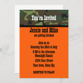 カモフラージュとハンターオレンジの結婚式招待状 招待状 (正面/裏面)