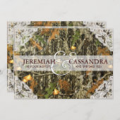 カモフラージュとホワイトレースのウェディング招待状 招待状 (正面/裏面)