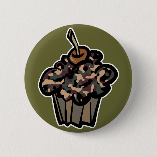 カモフラージュのカップケーキ 缶バッジ (正面)