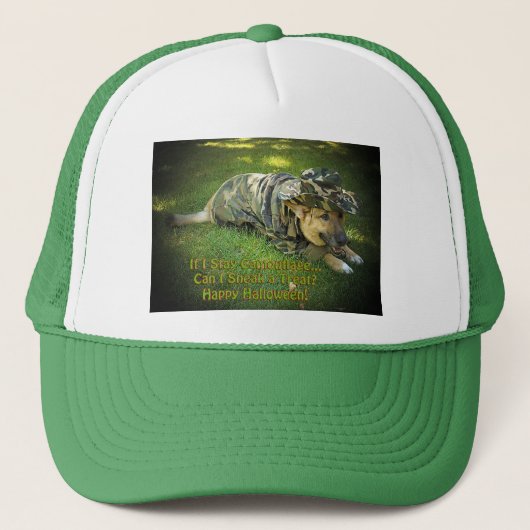 カモフラージュのハロウィーン犬 キャップ (正面)