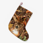 カモフラージュの白い尾の鹿でバック スモールクリスマスストッキング (正面 (吊り時))