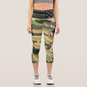 カモフラージュの緑とアメリカ国旗を破った。 カプリレギンス (正面)