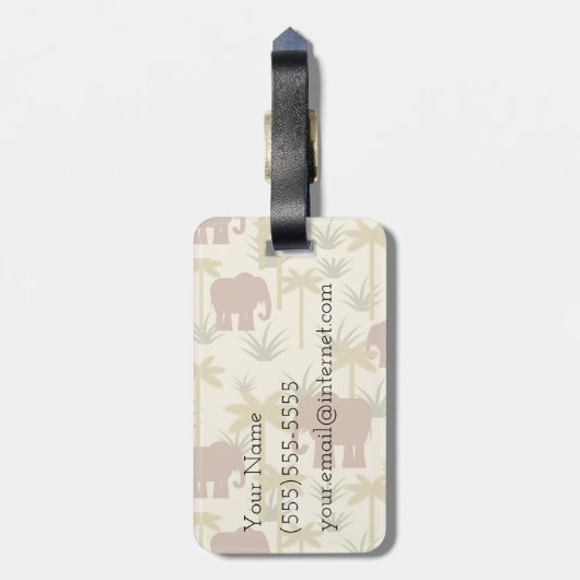 カモフラージュの象とヤシ ラゲッジタグ (裏面縦)