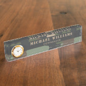 カモフラージュウッドランド迷彩柄軍隊カキタンブラック デスクネームプレート (側面)