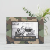 カモフラージュウッドランド迷彩柄軍隊クリスマス写真 シーズンカード (スタンド正面)