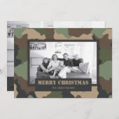 カモフラージュウッドランド迷彩柄軍隊クリスマス写真 シーズンカード (正面/裏面)
