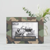 カモフラージュウッドランド迷彩柄軍隊クリスマス写真 シーズンカード (スタンド正面)