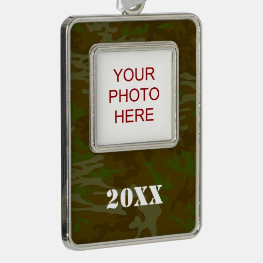 カモフラージュカスタムクリスマス迷彩柄 シルバープレートフレームオーナメント (右)