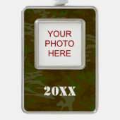 カモフラージュカスタムクリスマス迷彩柄 シルバープレートフレームオーナメント (正面)