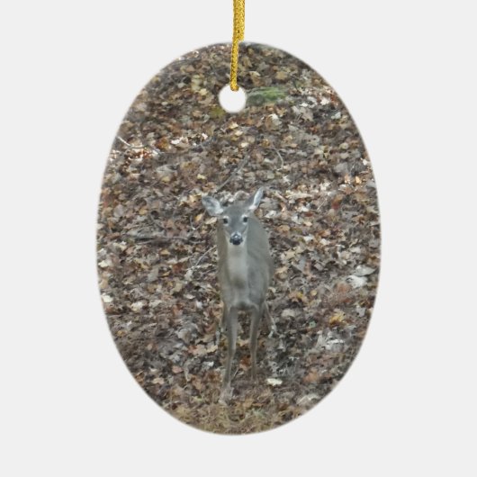 カモフラージュディアーin紅葉 セラミックオーナメント (正面)