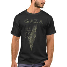 カモフラージュデザインのフリー・パレスチナ・ガザTシャツ