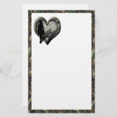 カモフラージュハート恋しく思 – 女性の男性 便箋 (正面/裏面)