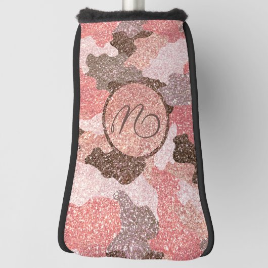 カモフラージュバラ金ゴールド迷彩柄グリッターグラムモノグラム ゴルフヘッドカバー (回転90)