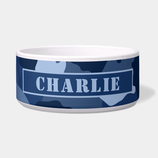 カモフラージュブルー迷彩柄パターン ボウル (正面)