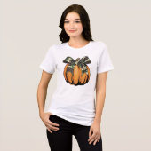 カモフラージュリボンのオレンジパンプキン 秋のハロウィン トライブレンドTシャツ (正面全面)