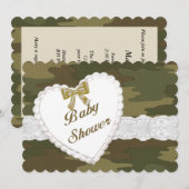 カモフラージュレースハートベイビーシャワー招待状 招待状 (正面/裏面)