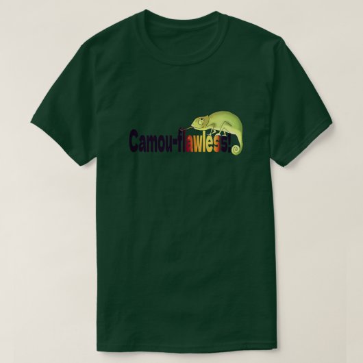 カモフラージュ上手なカメレオン駄洒落 Tシャツ (デザイン正面)