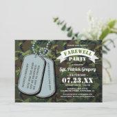 カモフラージュ兵士の犬タグ別れパーティー 招待状 (スタンド正面)